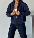 Kadın Oversize Kapüşonlu Fermuarlı Sweatshirt