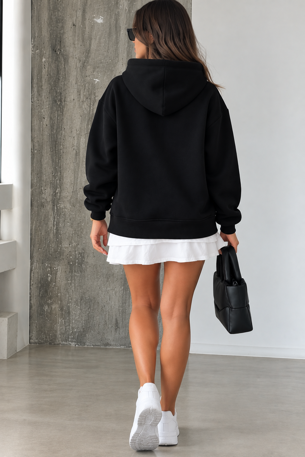 Oversize Kapüşonlu Kanguru Cepli Sweatshirt -